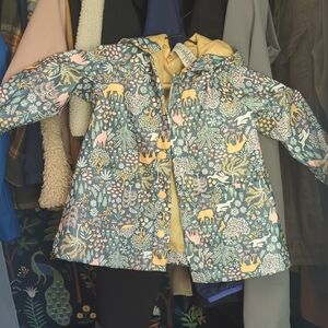 Rachel Zoe Blue and Yellow Raincoat with Whimsical Design